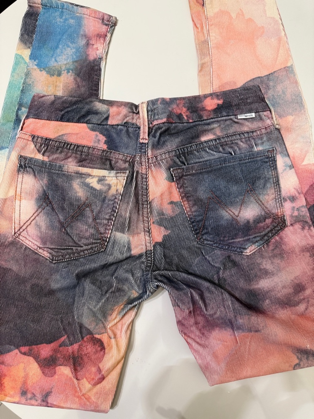 MOTHER Corduroy Multicolor Jeans - Stylish Slim Fit The Looker‎ Watercolor